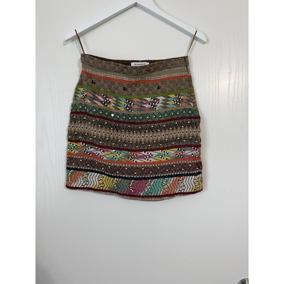 Glamorous Dresses & Skirts - Glamorous Beaded Boho Mini Skirt Small Cotton Blend India Woven Lined Colorful